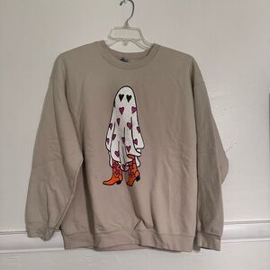 HALLOWEEN COWGIRL LARGE TAN CREWNECK